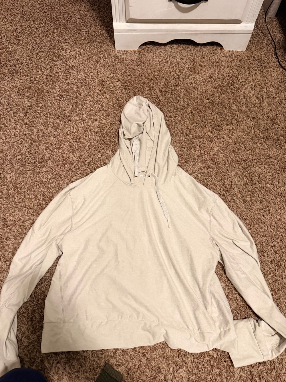 Light Beige Men's Hooded Long-Sleeve Shirt
